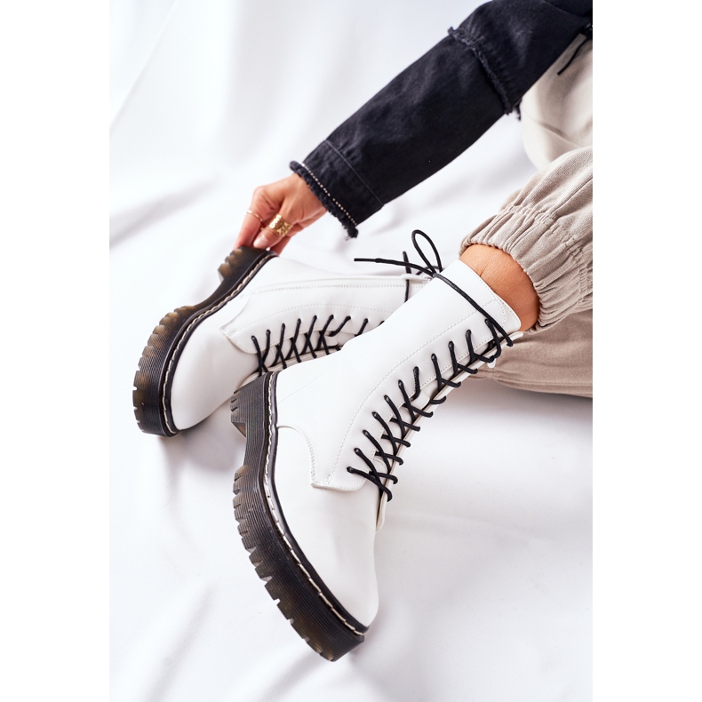 S.Barski Bílé dámské dělnické boty Corydon bílý 1