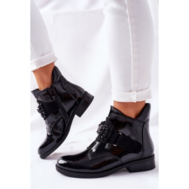 S.Barski Dámské boty lakované černé krystaly Schuler černý 1