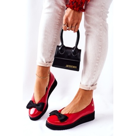 Kožené balerínky na platformě Maciejka 05062-08 červená černá červené 2