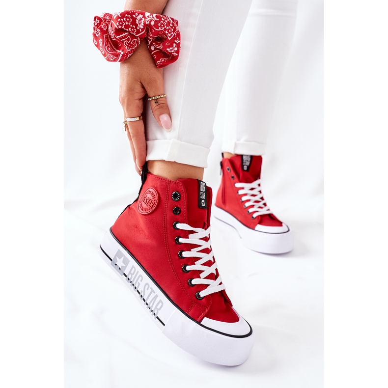 Vysoké tenisky na červené platformě Big Star II274018 2
