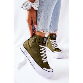 Vysoké tenisky na platformě Big Star II274017 Khaki zelený 2