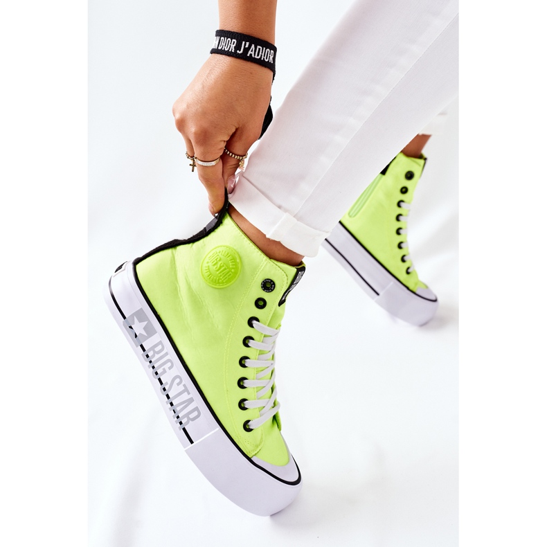 Vysoké tenisky na platformě Big Star II274015 Neon Yellow žlutá 2