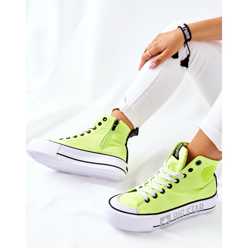 Vysoké tenisky na platformě Big Star II274015 Neon Yellow žluť 1