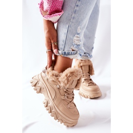 BM Dámské béžové teplé boty Limerick béžový khaki 2