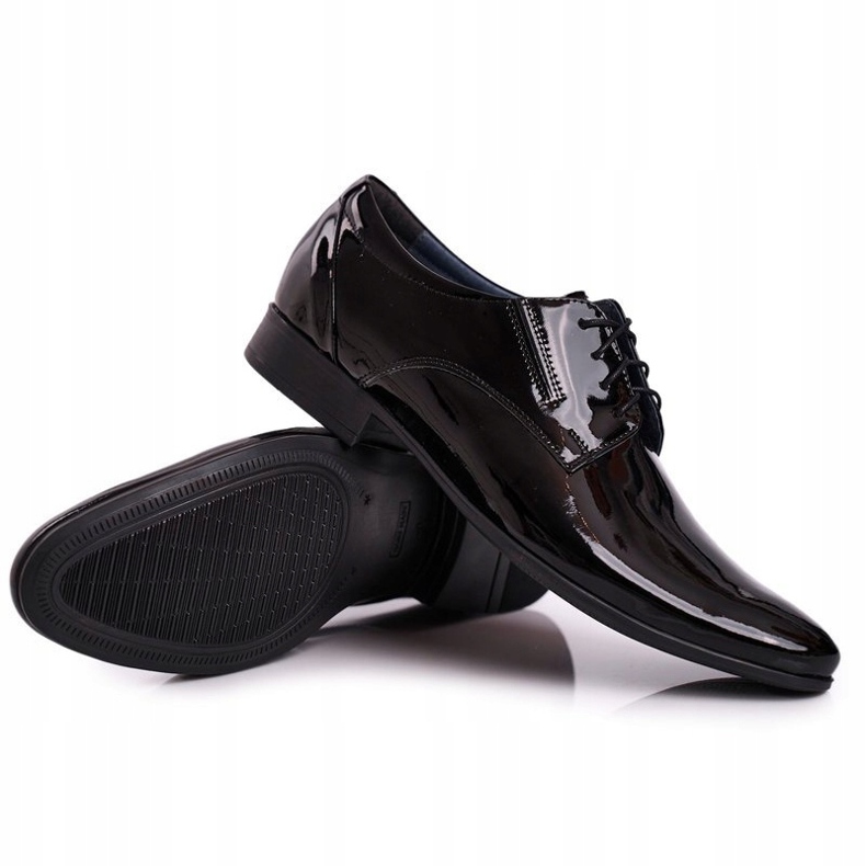 Bednarek Polish Shoes Pánské černé lakované kožené pantofle Bednarek černý 1