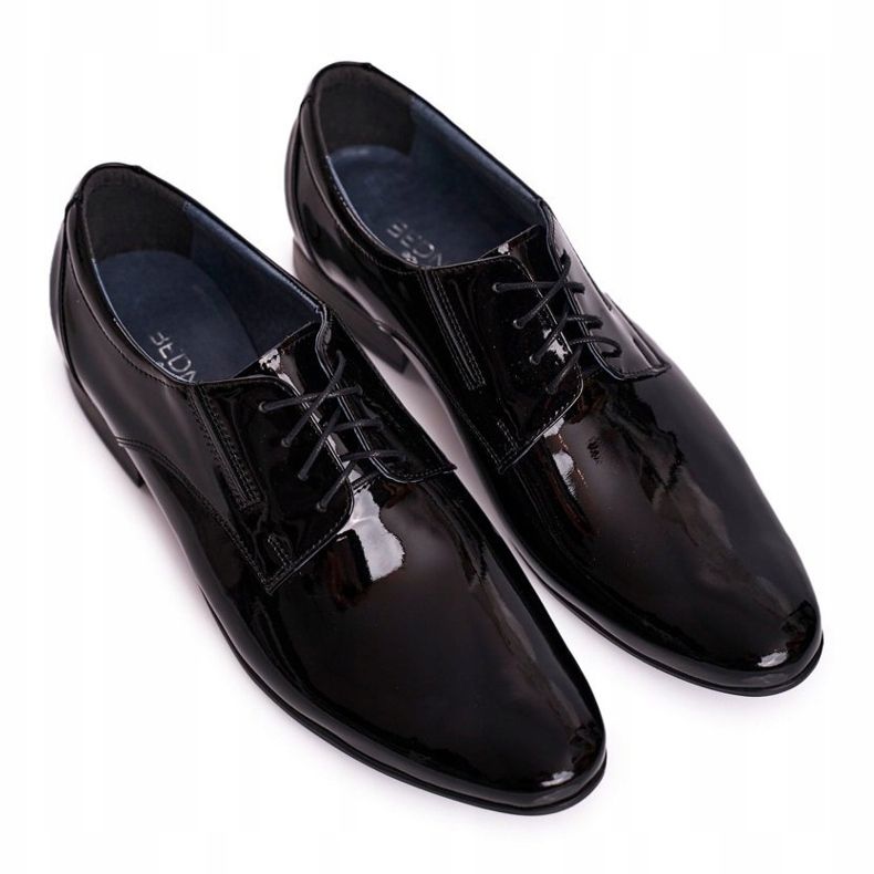 Bednarek Polish Shoes Pánské černé lakované kožené pantofle Bednarek černý 2