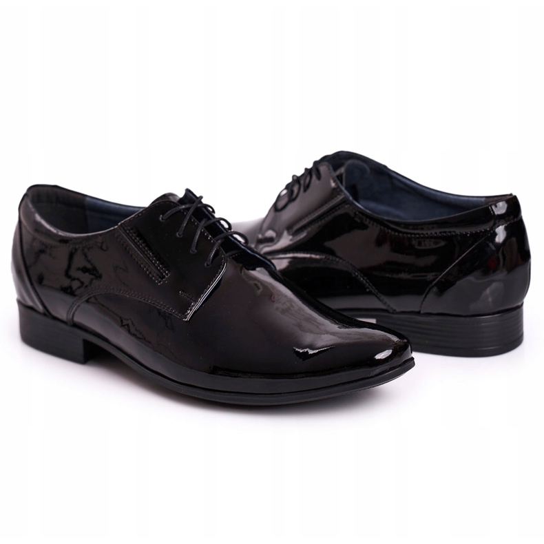 Bednarek Polish Shoes Pánské černé lakované kožené pantofle Bednarek černý 3