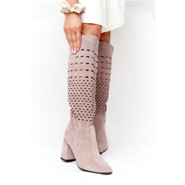 Prolamované boty Lewski Shoes 2847 / B Beżowe béžový 2