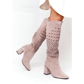 Prolamované boty Lewski Shoes 2847 / B Beżowe béžový 6