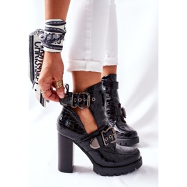 Boty na sloupku Krokodýl Bramshall s černou lakovanou sponou černá 1