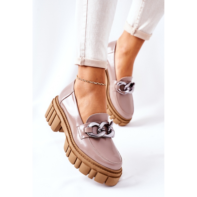 Dámské mokasíny Brogues kožené cappuccino Laura Messi 2339 béžový 2