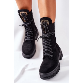 PS1 Semišové hřejiví dělníci s kameny Black Hadley černá 2