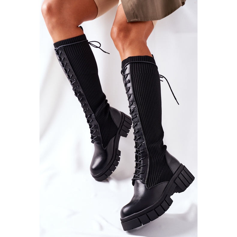 PB1 Vysoké boty s ponožkou Black Monteri černý 2