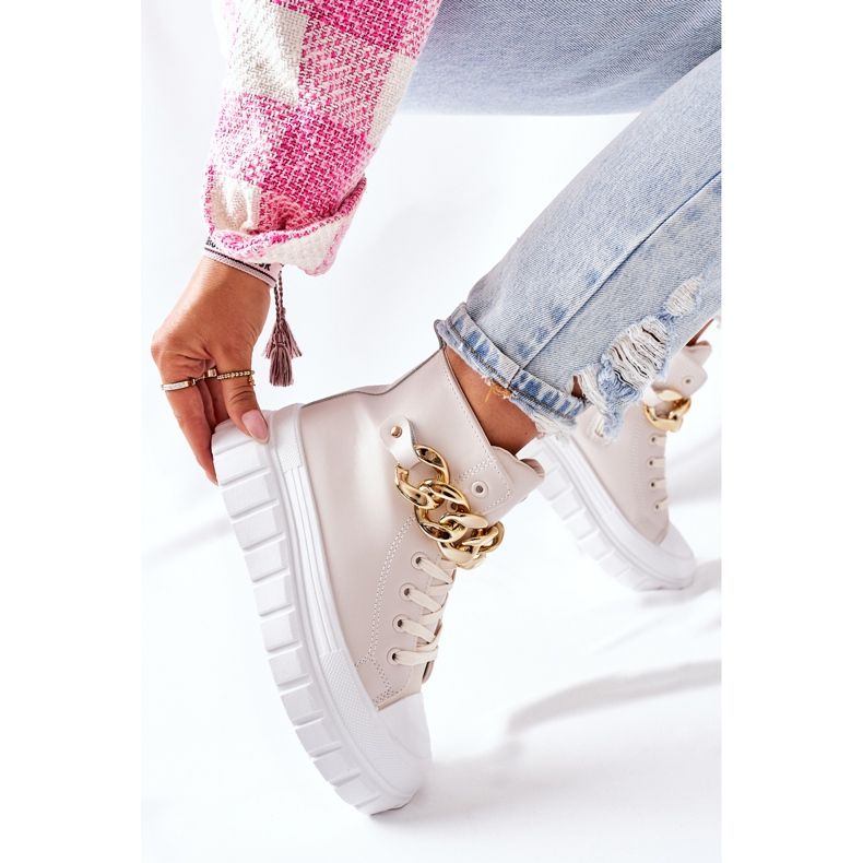 PB1 Vysoké tenisky na platformě La Rocca Beige béžový 2