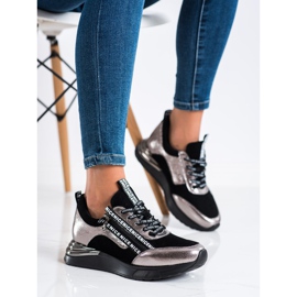 Tenisky VINCEZA se zipem černý zlatý 2