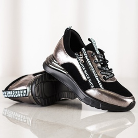 Tenisky VINCEZA se zipem černý zlatý 1