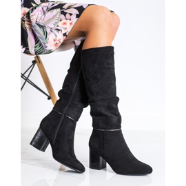 M.Daszyński Elegantní boty na sloupku černá 1