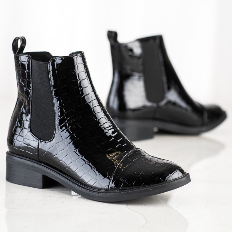 Goodin Lakované boty Jodhpur Snake Print černá 1