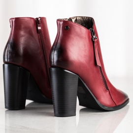 SHELOVET Maroon Booties In Spitz červený 1