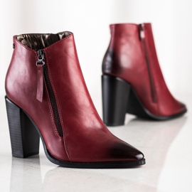 SHELOVET Maroon Booties In Spitz červený 2