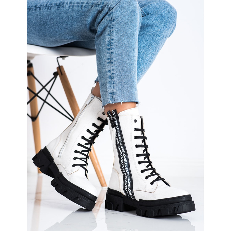 SHELOVET Boty s eko koženou láskou bílý 1