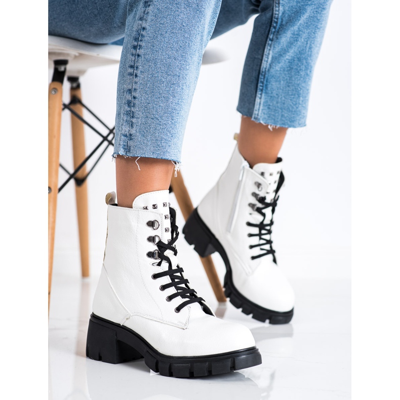 SHELOVET Módní dělníci s hřeby bílý 2