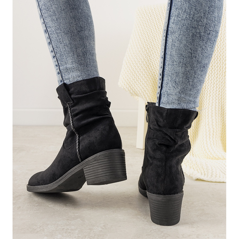 Dámské černé prošívané boty Cognac černý 1