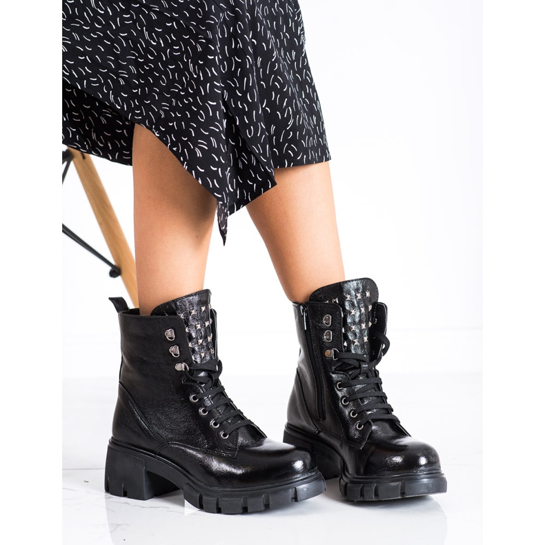 SHELOVET Módní dělníci s hřeby černá 1