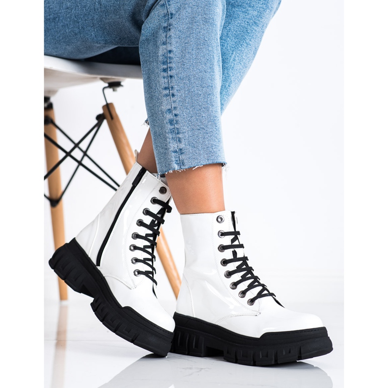 SHELOVET Teplé boty s eko kůží bílý 1