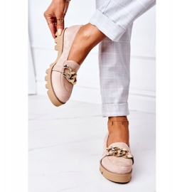 Semišové mokasíny Lewski Shoes 3040 Cappuccino béžový zlatý 1