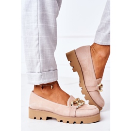 Semišové mokasíny Lewski Shoes 3040 Cappuccino béžový zlatý 3