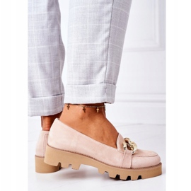 Semišové mokasíny Lewski Shoes 3040 Cappuccino béžový zlatý 4