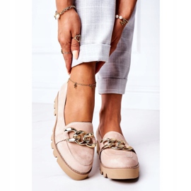 Semišové mokasíny Lewski Shoes 3040 Cappuccino béžový zlatý 5