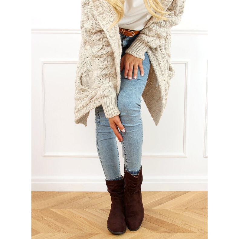 Ploché kozačky s hnědými střapci B0-330 Brown 1