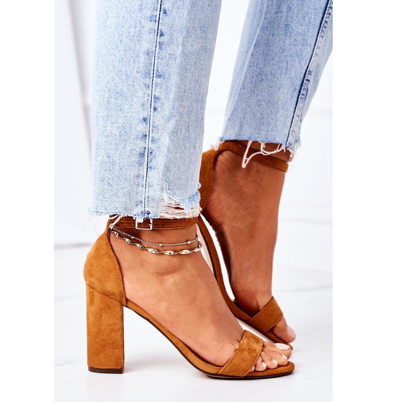 PS1 Semišové sandály na baru Camel Florence hnědý 4