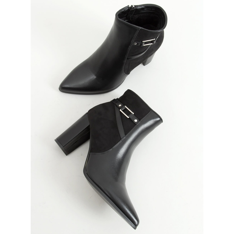 Černé kozačky na vysokém podpatku E9306 Black černá 1