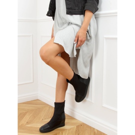 Černé ponožkové klínové boty černé HQ887 černé černá 2