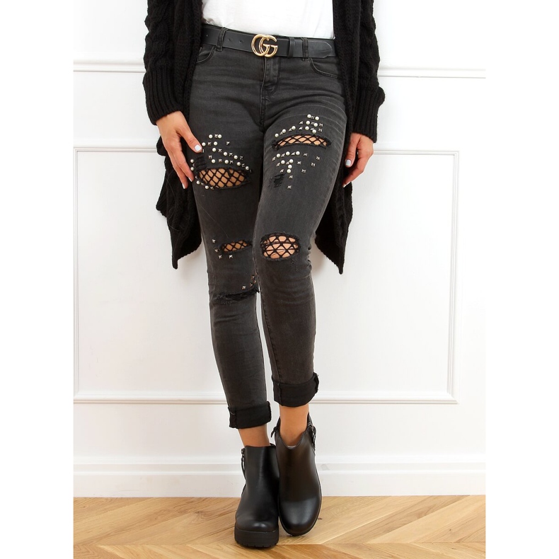 Černé boty se silnou podrážkou 9B1053 Černá 1 Černé boty se silnou podrážkou 9B1053 Černá 1