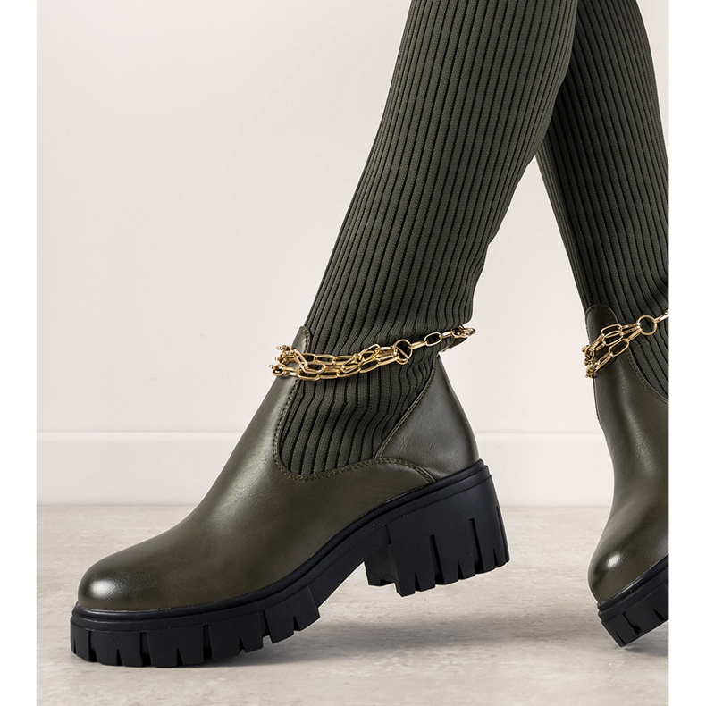 Zelené kozačky s ponožkovým svrškem Na zdraví zelená 1