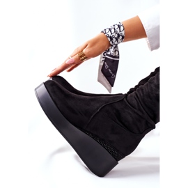 S.Barski Semišové klínové boty S. Barski Black Celina černá 1