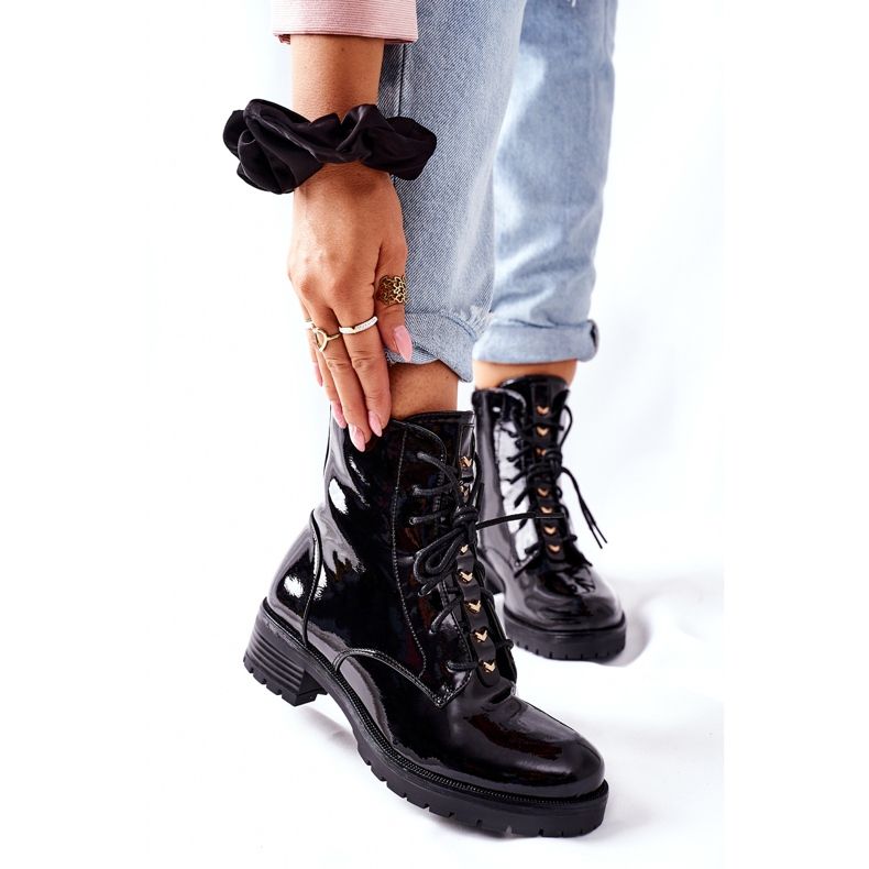 S.Barski Dámské boty lakované černé Maniana černá 2