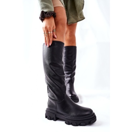 S.Barski Dámské vysoké boty Black Little Bit černý 2