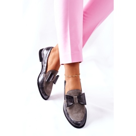 Dámské lakované mokasíny Brogues Maciejka šedé 04099-03 / 00-1 šedá 4