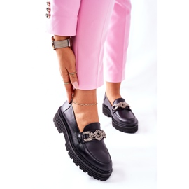 Dámské mokasíny Kožené mokasíny černé Laura Messi 2383 černá 2