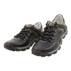 Bednarek Polish Shoes Pánská kožená turistická obuv 116 námořnická modrá šedá 2
