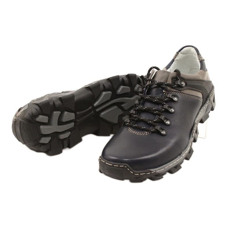 Bednarek Polish Shoes Pánská kožená turistická obuv 116 námořnická modrá šedá 3