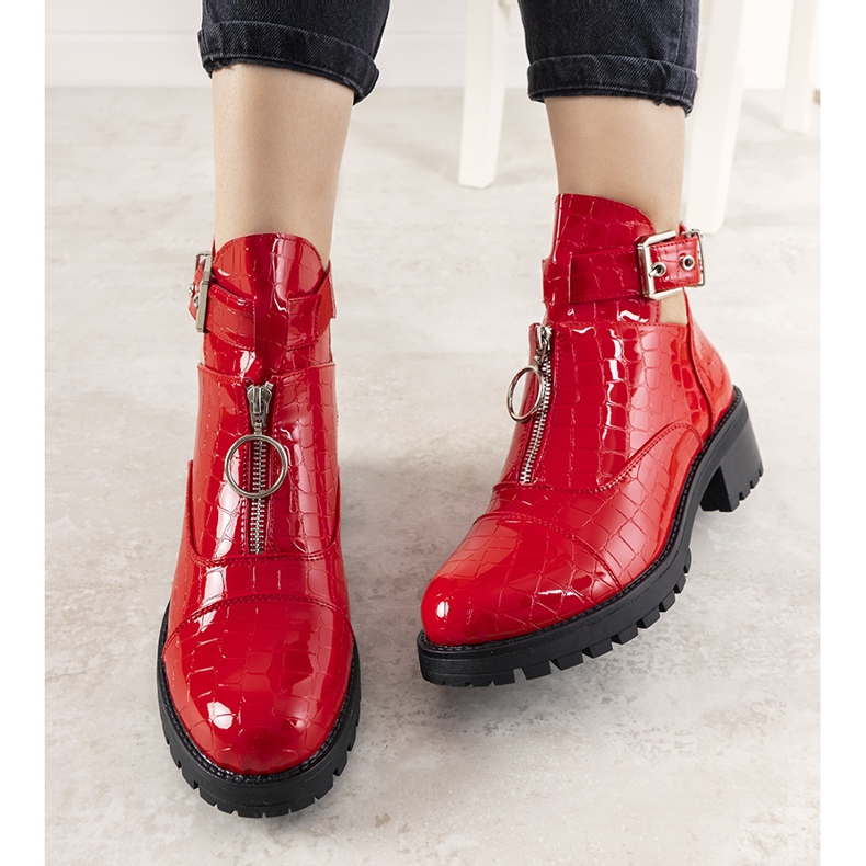 Červené boty ve vzoru kůže krokodýla Hadley 1