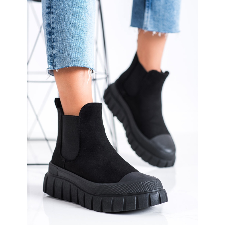 SHELOVET Módní boty Chelsea na platformě černá 2