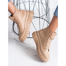 SHELOVET Tenisky S Eko Kůže Na Platformě béžový 1