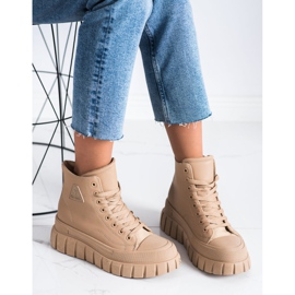 SHELOVET Tenisky S Eko Kůže Na Platformě béžový 2